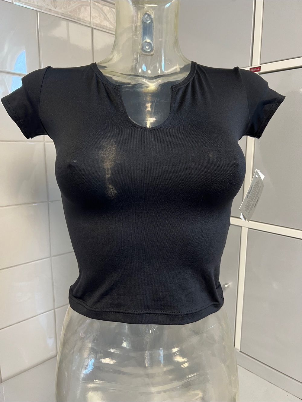 Y2K Capezio Cropped Black Baby Tee P NWT